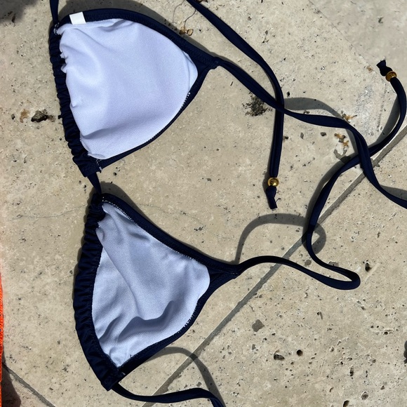 Rachel swimsuit/ Triangle Bikini Navy Top Medium Bottoms Large - Picture 3 of 5
